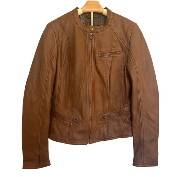 Black Rivet Jackets & Blazers - NWT Black Rivet Brown Genuine Leather Jacket Women's Large Brand New Never Worn